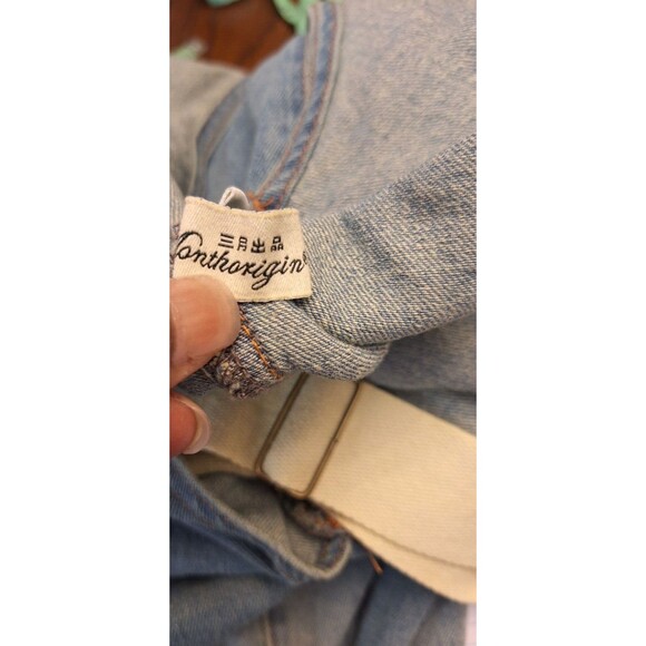 MONTHORIGIN Denim Overalls Women Jeans Blue Bib Distressed Small Baggy Gorpcore - Picture 4 of 10